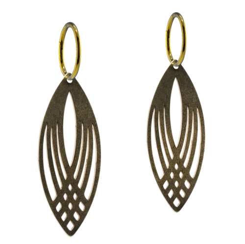 Kolczyki wiszące podłużna rozeta z mosiądzu