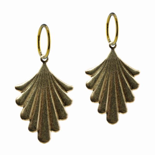 Kolczyki wiszące liść z mosiądzu