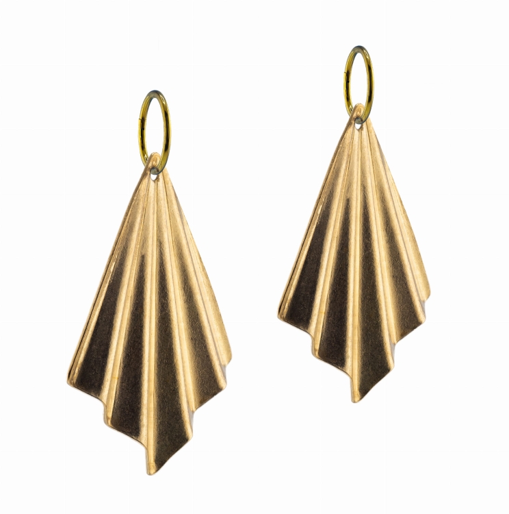 Kolczyki wiszące pogięta kurtyna latawiec z mosiądzu