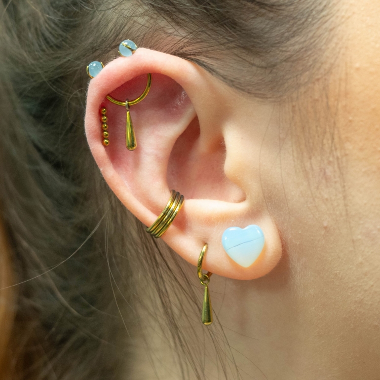 Clicker kółko potrójna obręcz tytan kolczyk biżuteria ozdobna idealna do concha złota anodyzacja