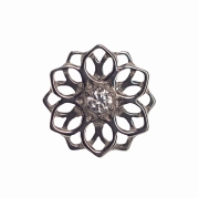 Rozeta mandala z kryształem - tytanowy ozdobny labret. Kolczyk do piercingu ucha.