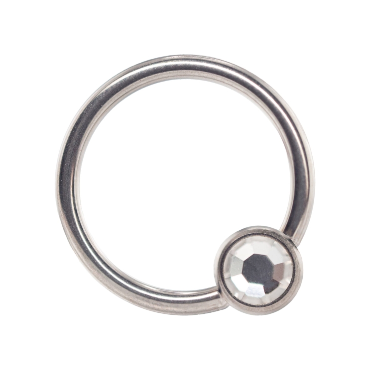 Kółko z kuleczką BCR CBR z kryształem tytan ozdoba pastylka