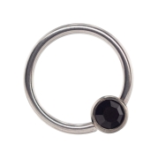 czarny - black Kółko z kuleczką BCR CBR z kryształem tytan ozdoba pastylka