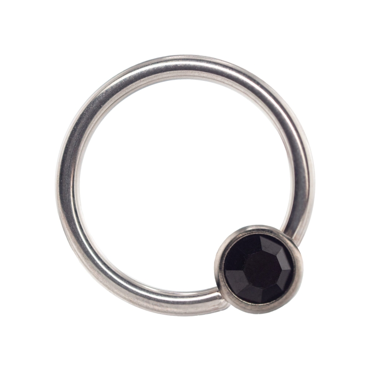 czarny - black Kółko z kuleczką BCR CBR z kryształem tytan ozdoba pastylka
