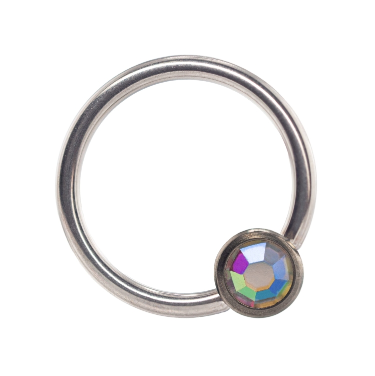 disco - AB Kółko z kuleczką BCR CBR z kryształem tytan ozdoba pastylka