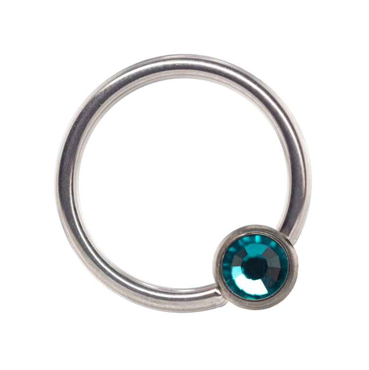 niebieski-Blue zircon Kółko z kuleczką BCR CBR z kryształem tytan ozdoba pastylka