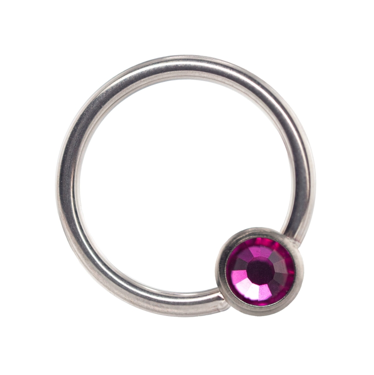 różowy - 7-rose Kółko z kuleczką BCR CBR z kryształem tytan ozdoba pastylka
