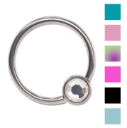 Kółko z kuleczką BCR CBR z kryształem tytan ozdoba pastylka