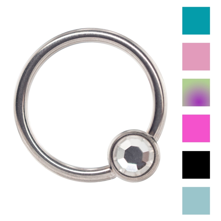 Kółko z kuleczką BCR CBR z kryształem tytan ozdoba pastylka