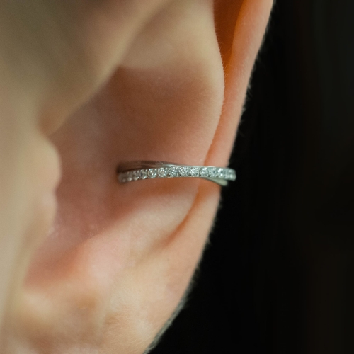 Clicker kółko twist kryształy i gładka obręcz tytan kolczyk biżuteria ozdobna idealna do helixa concha