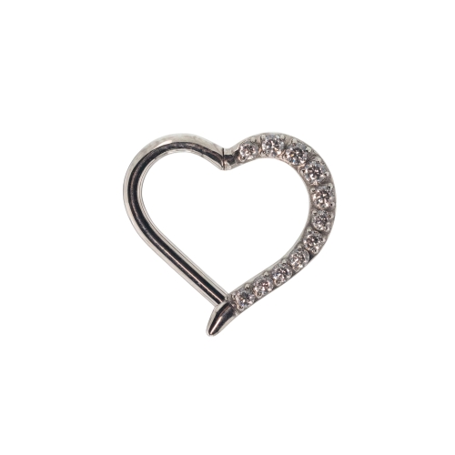 Serce clicker z kryształki na lewe ucho tytan do daith