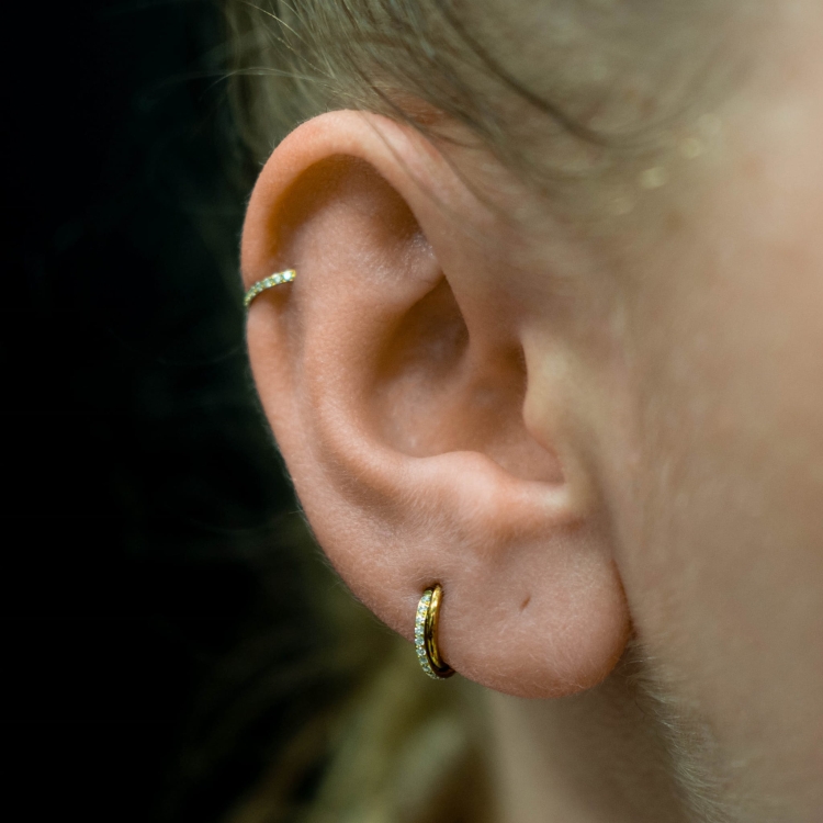 Clicker kółko twist kryształy i gładka obręcz tytan kolczyk biżuteria ozdobna idealna do helixa concha