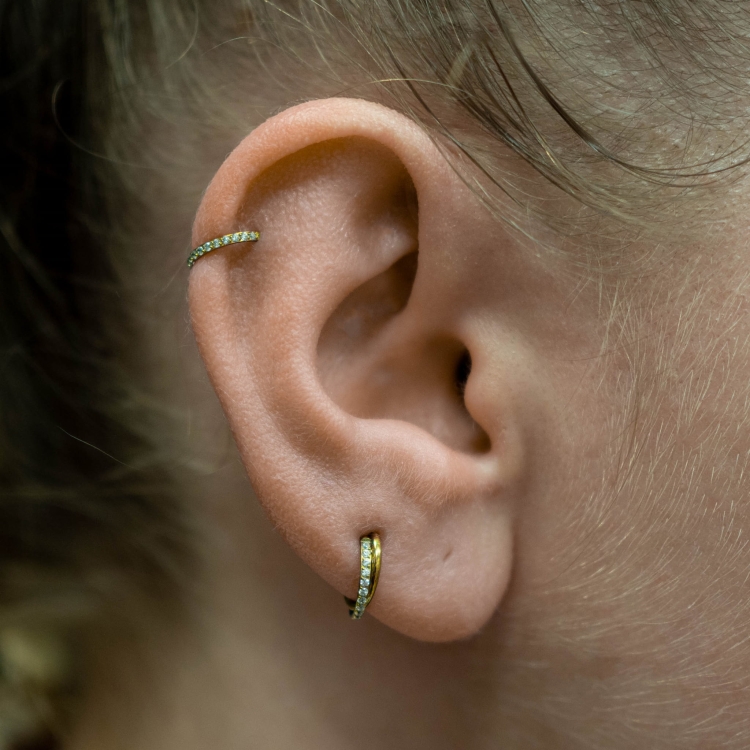 Clicker kółko twist kryształy i gładka obręcz tytan kolczyk biżuteria ozdobna idealna do helixa concha