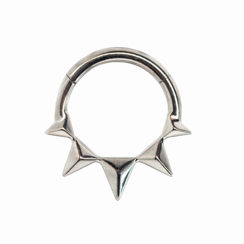 Clicker SPIKES z trójkątami 3D tytanowy kolczyk  biżuteria ozdobna do septum  daith