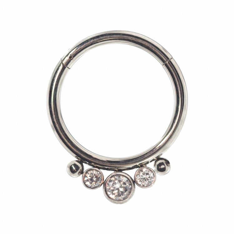 Kółko clicker z okrągłymi kryształami - do septum daith