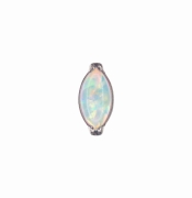 Łezka z opalem - tytanowy ozdobny labret. Kolczyk do piercingu przekłuć ucha tragus helix lobe, kolorowy opal, biały. Mieniący na niebiesko/różowo