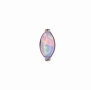 Łezka z opalem - tytanowy ozdobny labret. Kolczyk do piercingu przekłuć ucha tragus helix lobe, kolorowy opal, biały różowy jednorożec.