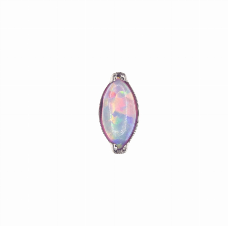 Łezka z opalem - tytanowy ozdobny labret. Kolczyk do piercingu przekłuć ucha tragus helix lobe, kolorowy opal, biały różowy jednorożec.