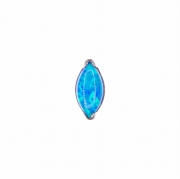 Łezka z opalem - tytanowy ozdobny labret. Kolczyk do piercingu przekłuć ucha tragus helix lobe, kolorowy opal niebieski, morski.