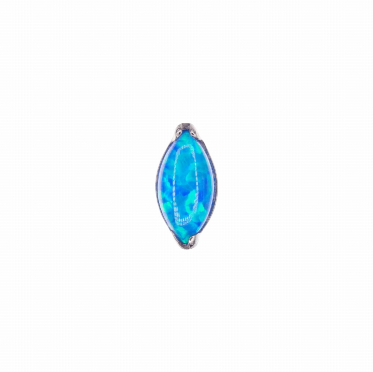 Łezka z opalem - tytanowy ozdobny labret. Kolczyk do piercingu przekłuć ucha tragus helix lobe, kolorowy opal niebieski, morski.
