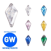 Drobna kryształowa trumna trumienka coffin tytanowy ozdobny labret. Kolczyk biżuteria do piercingu przekłuć ucha - upper lobe, tragus, flat, helix, conch, forward helix, płatek ucha. Wiele kolorów Kryształ.