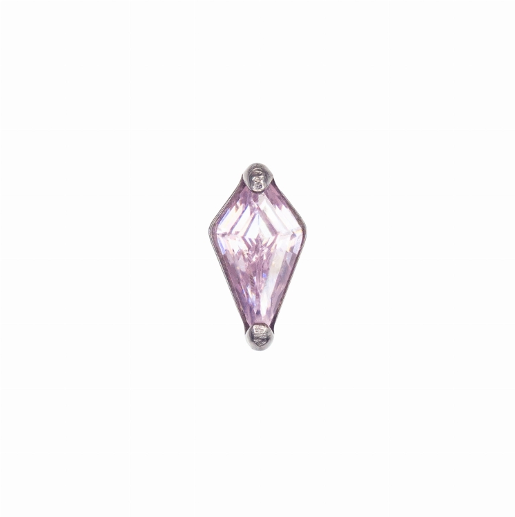 Drobna kryształowa trumna trumienka coffin tytanowy ozdobny labret. Kolczyk biżuteria do piercingu przekłuć ucha - upper lobe, tragus, flat, helix, conch, forward helix, płatek ucha. Wiele kolorów Kryształ różany różowy