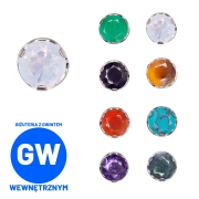 Piękny onyks do labreta kolorowy z gwintem wewnętrznym tytanowy ozdobny labret