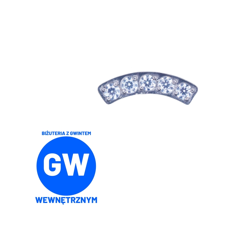 Pięć małych kryształków łuku - tytanowy labret do piercingu ucha helix