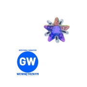 Kryształowa gwiazda w szponach - tytanowy ozdobny labret. Mała gwiazdka do piercingu ucha - lobe, flat, forward helix, conch. Disco, wielokolorowe