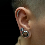 Kryształowa łapka - wiele kolorów - tytanowy ozdobny labret Biały w płatku ucha