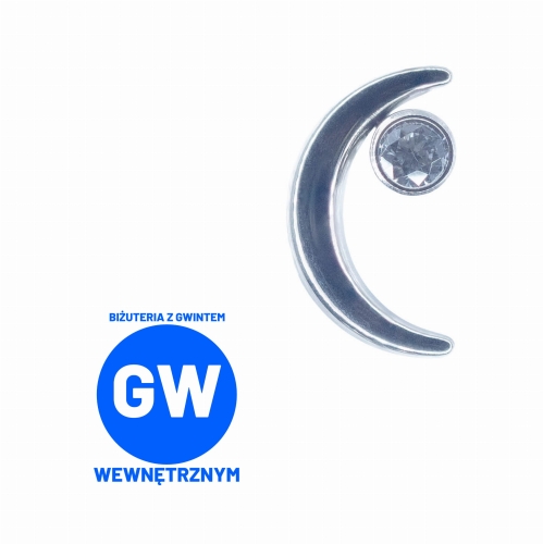 Cienki półksiężyc księżyc z kryształkiem - tytanowy labret