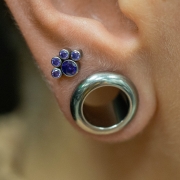 Kryształowa łapka - wiele kolorów - tytanowy ozdobny labret fioletowy w płatku ucha