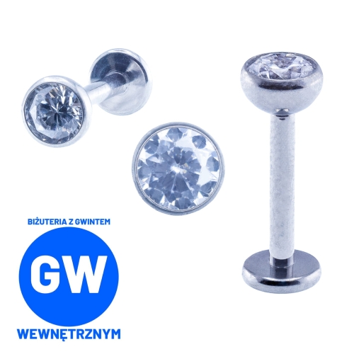 Klasyczny biały kryształ do labreta z gwintem wewnętrznym tytanowy ozdobny labret.jpg