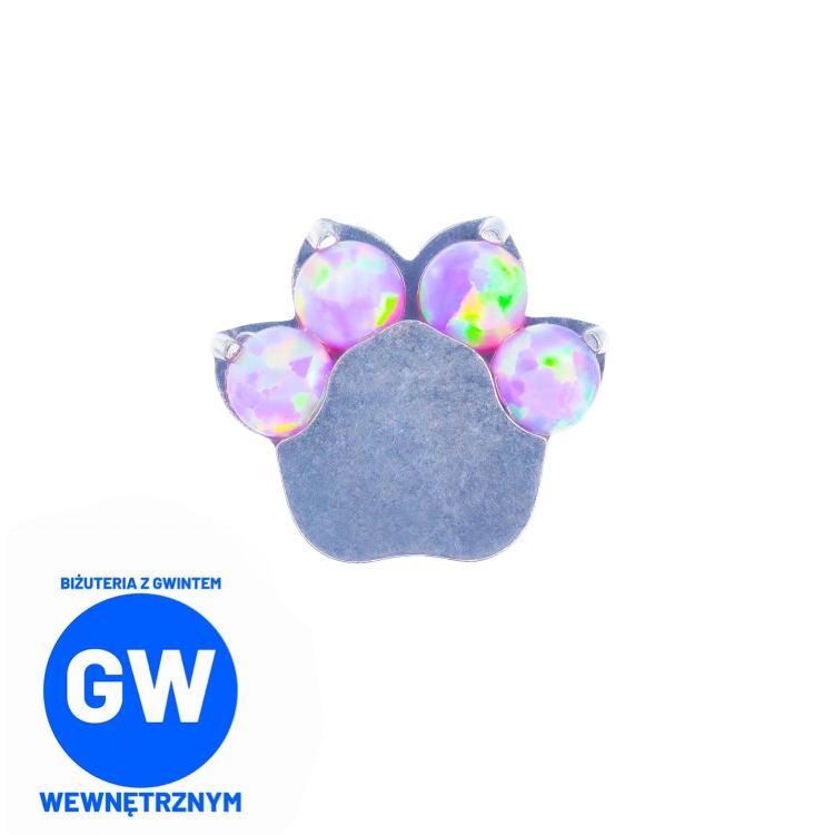 Psia Łapka z Opalami Tytanowy Ozdobny Labret