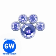 Kryształowa łapa tytanowy ozdobny labret łapka psa kota FIOLETOWA.jpg