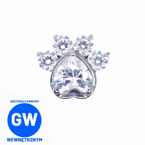 Kryształowa kocia psia łapa łapka serduszko i szpony szpony kocia biżuteria z kotami