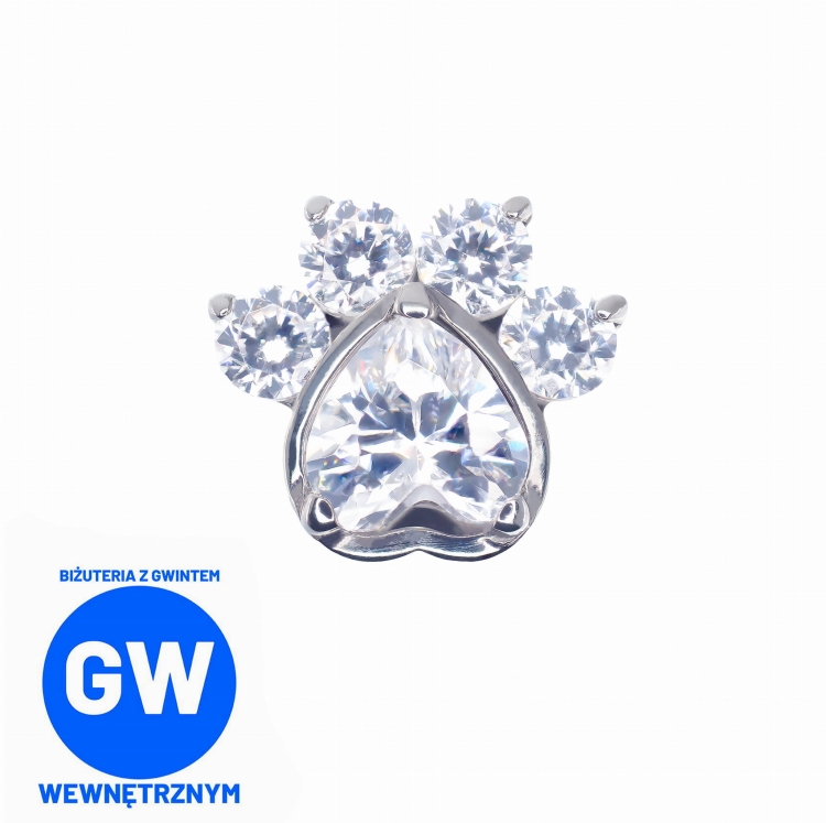 Kryształowa kocia psia łapa łapka serduszko i szpony szpony kocia biżuteria z kotami