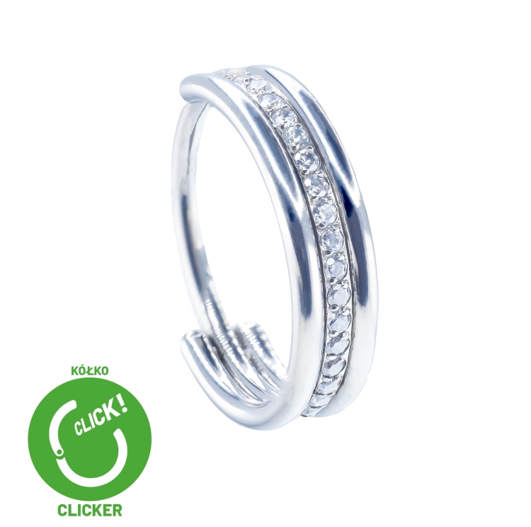 Solidny clicker z kryształami szeroka obręcz tytan kółko kolczyk biżuteria ozdobna idealna do helixa concha