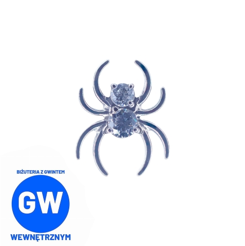 Kryształowy pajęczak - pająk ptasznik z kryształem tytanowy ozdobny labret biżuteria kolczyk halloween