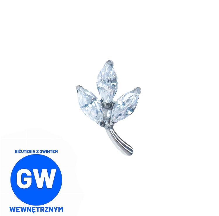 Kryształowa gałązka - kwiat lotosu tytanowy ozdobny labret roślinny motyw roślina roślinka