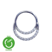 Clicker podwójne kółko z kryształami biżuteria tytanowa do septum daith