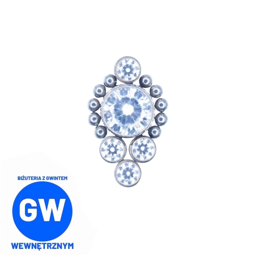 Duża ozdoba z białymi kryształami tytanowy ozdobny labret