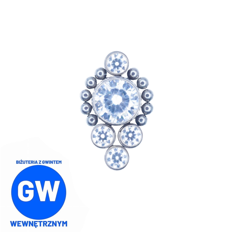 Duża ozdoba z białymi kryształami tytanowy ozdobny labret