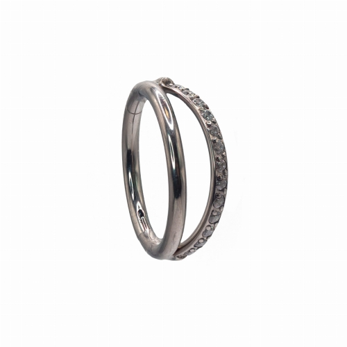 Kółko clicker podwójne rozchylone obręcze kryształowa i gładka do piercingu ucha przekłucia helix conch