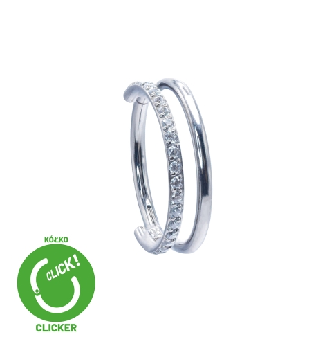 Clicker kółko podwójne z kryształami i gładką obręczą tytan kolczyk biżuteria ozdobna idealna do helixa concha