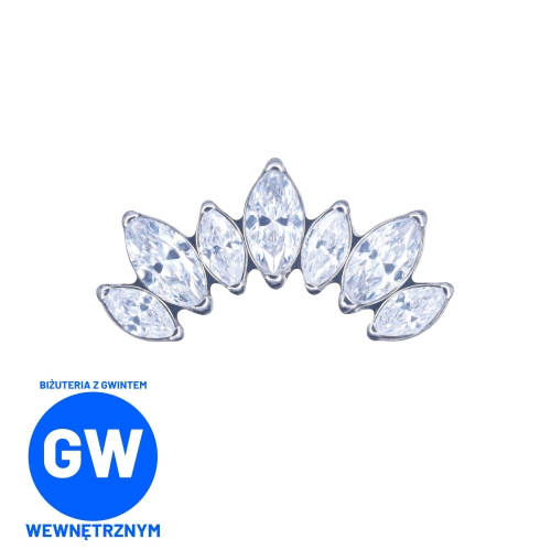 Cluster z 7 dużymi kryształami - idealny do concha tytanowy ozdobny labret.jpg