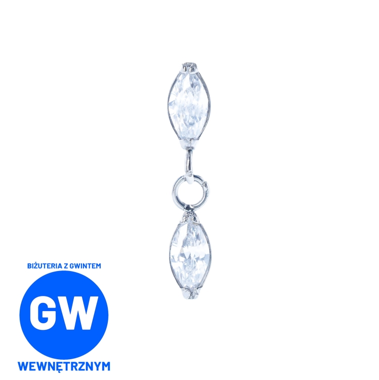 Drobna kryształowa łezka z wiszącą ozdobą z zawieszką z łezką tytanowy ozdobny labret, Kolczyk idealny do piercingu ucha - helix, flat, tragus.