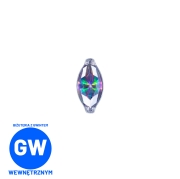 Drobna kryształowa łezka tytanowy ozdobny labret fioletowozielona