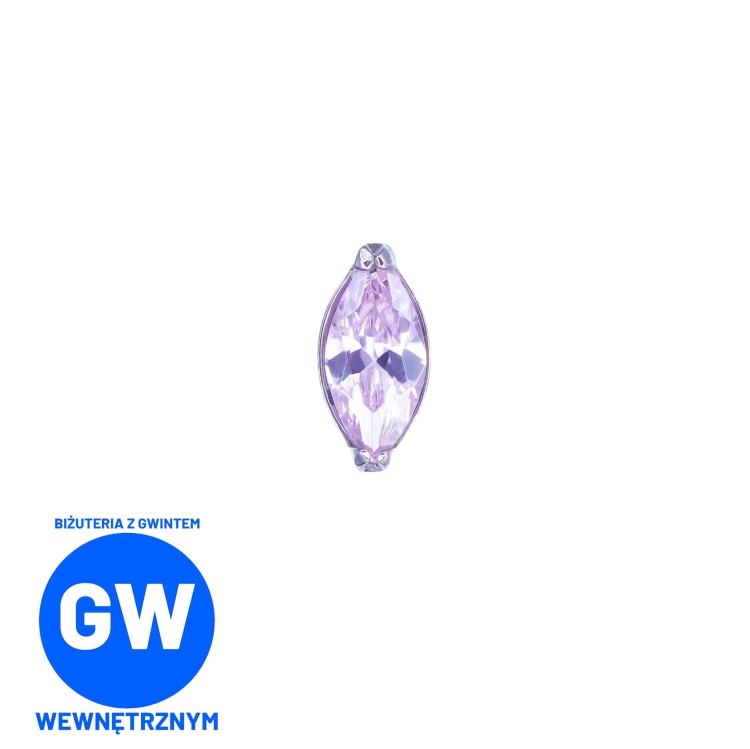 Drobna kryształowa łezka tytanowy ozdobny labret różowa