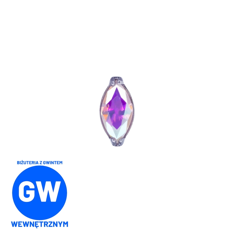 Drobna kryształowa łezka tytanowy ozdobny labret disco